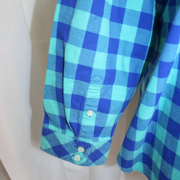 Women's Talbots Bright Blue/Light Blue Gingham  Cotton Button Up Size XLP - Picture 4 of 5